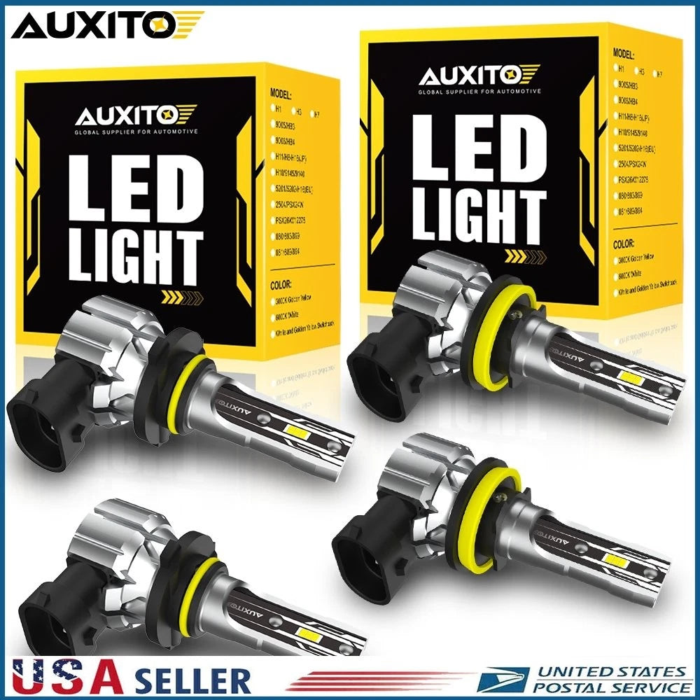 4X 9005 H11 LED Headlight Bulbs Kit for