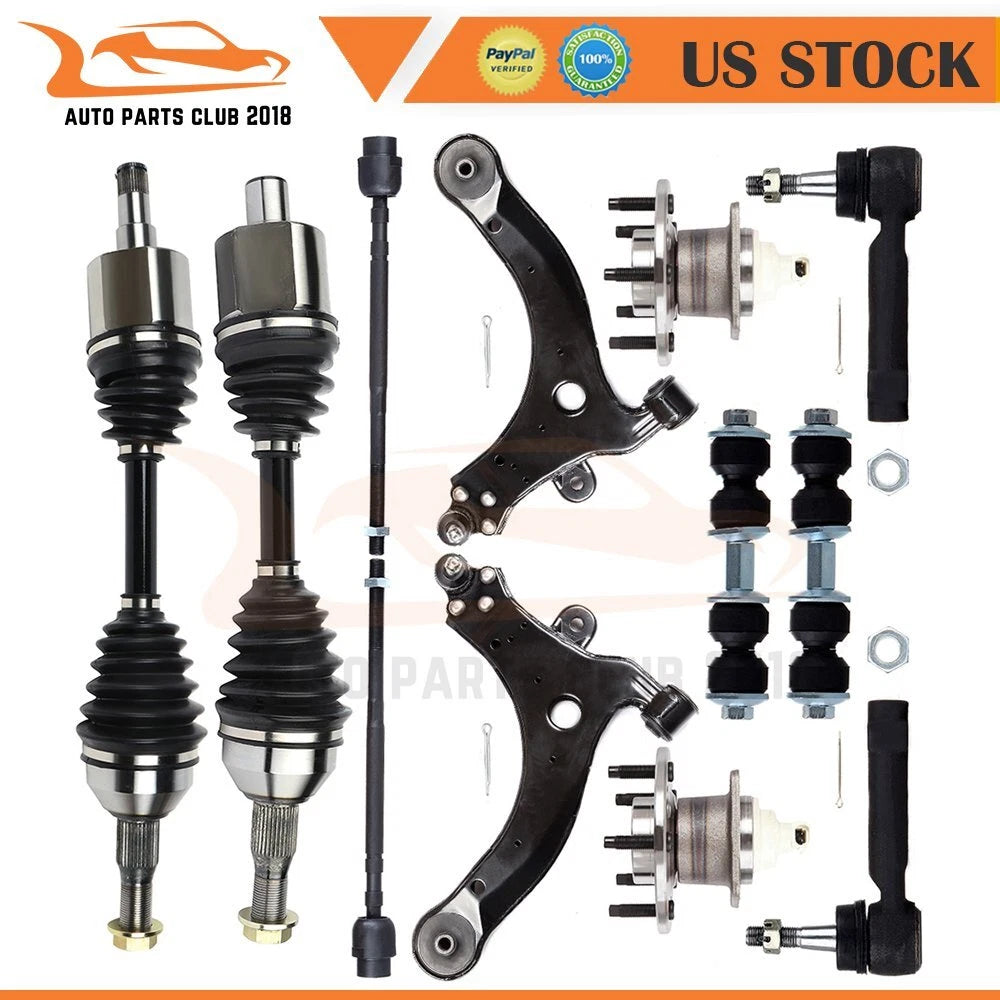 Set of 12 Front Control Arm Tie Rod End CV Axle Shaft for Chevrolet Impala (2000–2009)