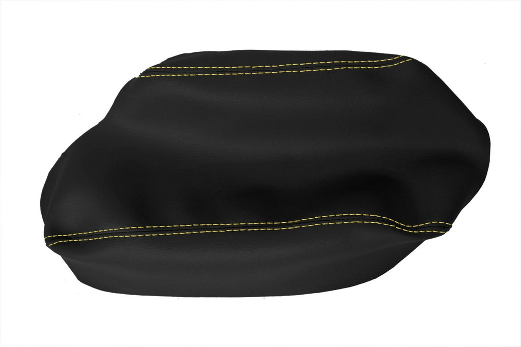 Leather Console Armrest Cover for Subaru Crosstrek (2018–2020) Black Yellow Stitch