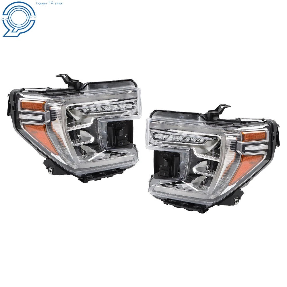 Full LED Headlights for GMC Sierra 1500 (2019–2021) Chrome Right + Left