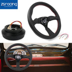 14" Black Leather Steering Wheel with Hub Adapter for Ford Mustang (1984–2004)