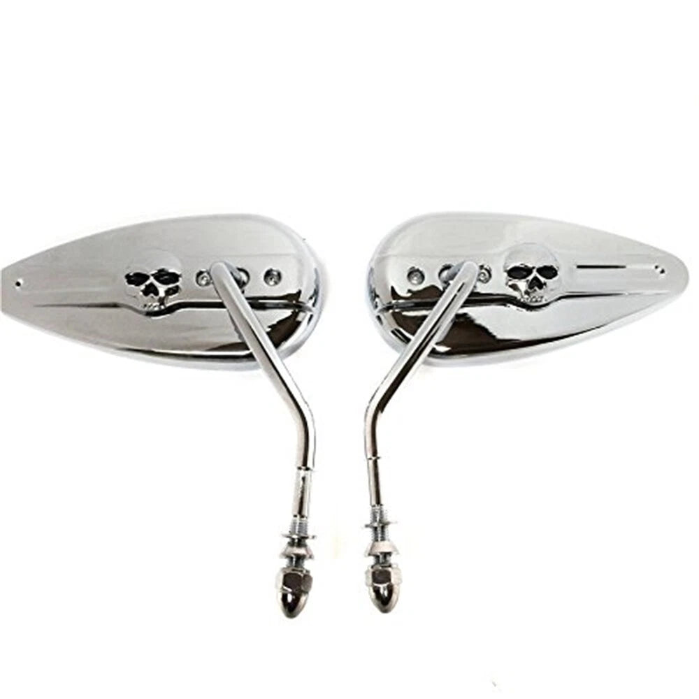 Chrome Skull Side Mirrors for Harley Springer Softail EFI Sportster 1200 (2004–2023)
