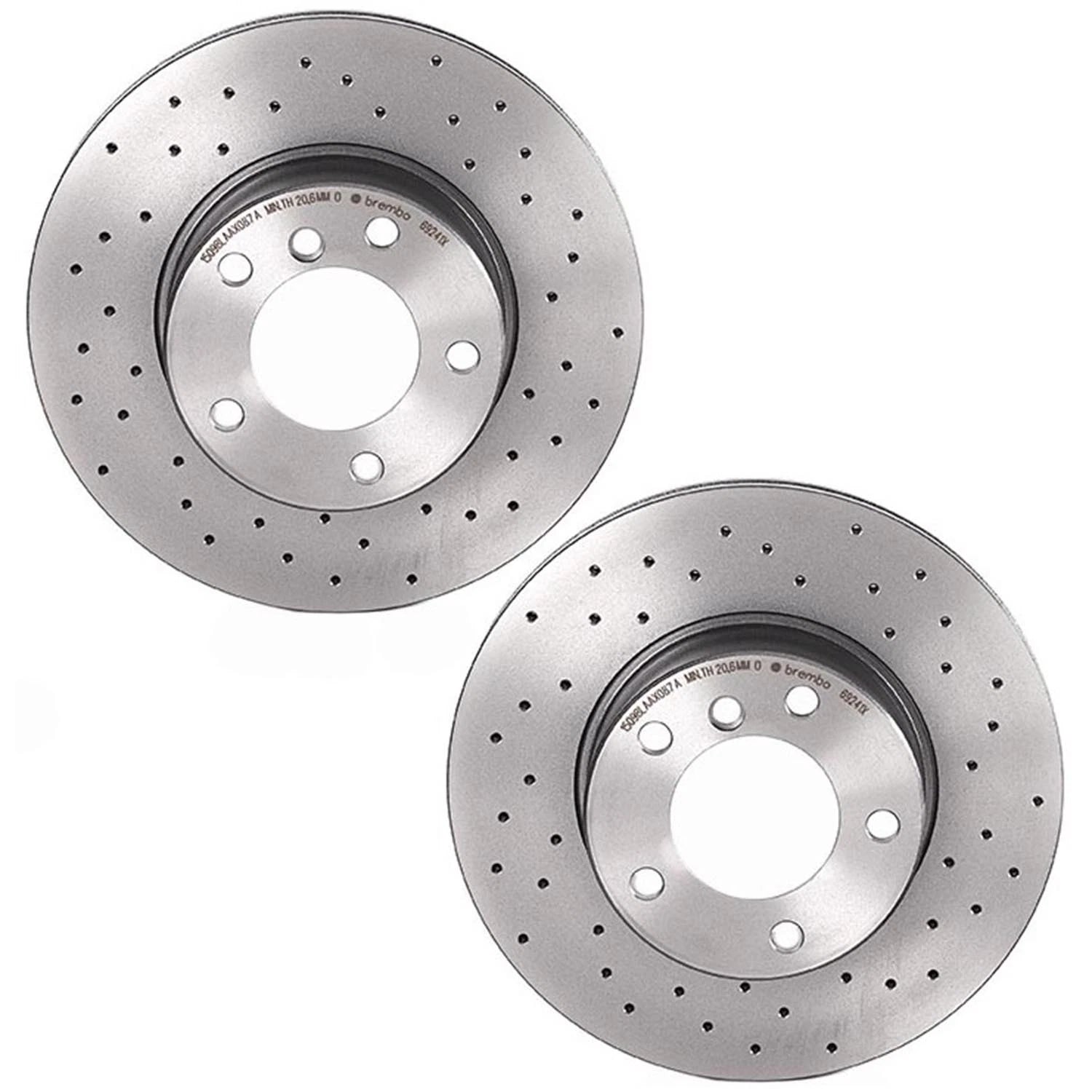 Set of 2 Brembo Xtra Front Drilled Brake Disc Rotors for BMW E39 (1997–2003)