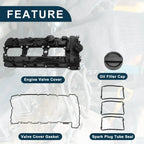 Front Engine Valve Cover with Gasket for BMW 135is Black (2013)