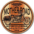 Route 66 Motorcycle 12" Round Tin Sign #1697