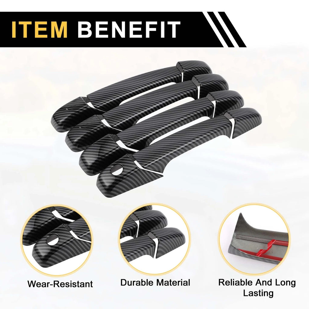 Set of 4 Exterior Door Handle Covers for Chevrolet Avalanche (2002–2013) Carbon Fiber