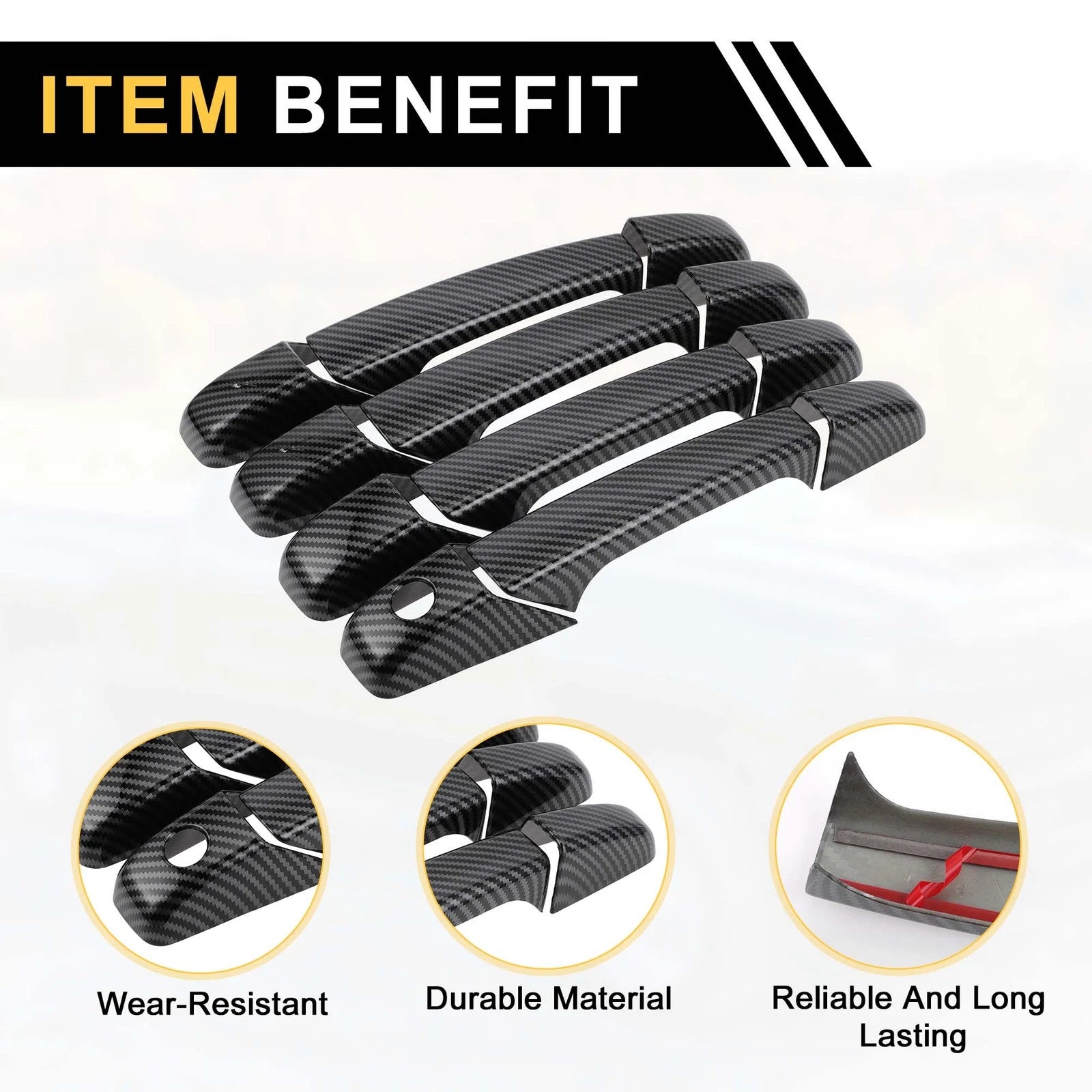 Set of 4 Exterior Door Handle Covers for Chevrolet Avalanche (2002–2013) Carbon Fiber