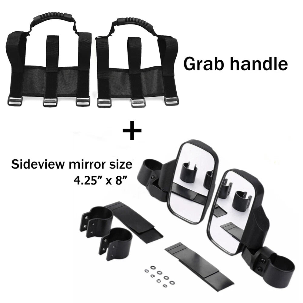 Set of 2 UTV Offroad Side View Mirrors for Large SuperWide View 1.75"