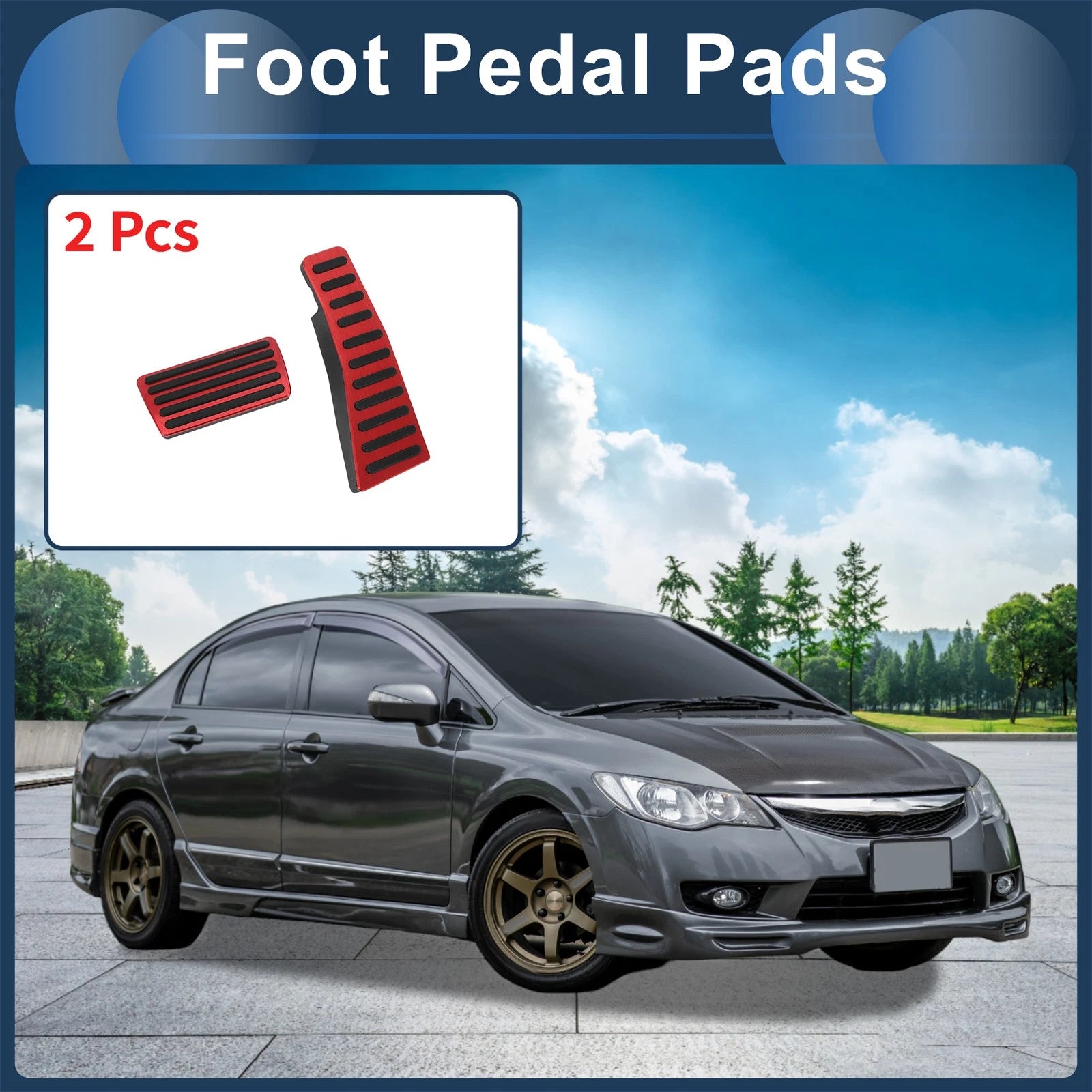 2X Foot Accelerator Pedal Covers for Honda Civic (2006–2009) Red