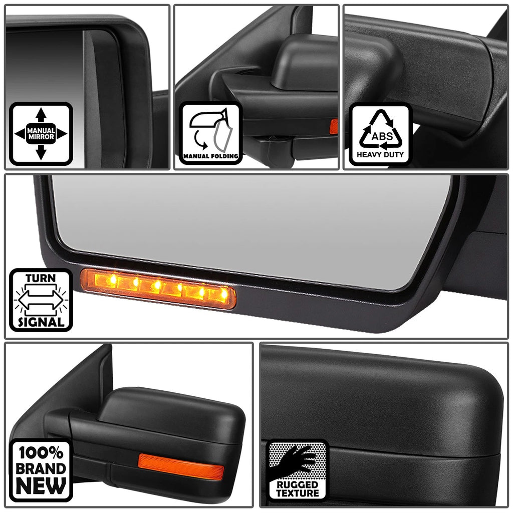 Foldable Arm LED Signal Rear View Side Mirror for F150 (2004–2014)