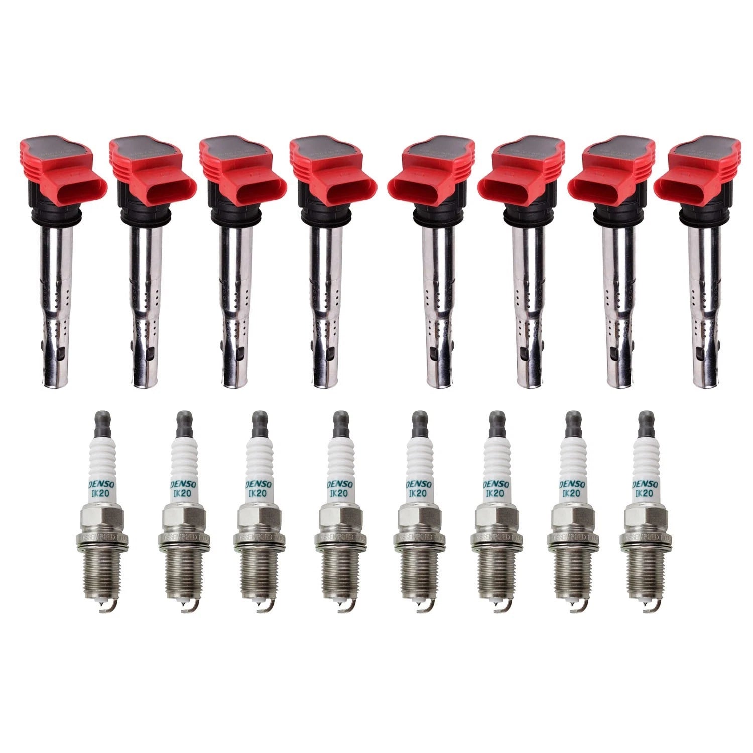 Set of 8 Ignition Coils & Denso Iridium Spark Plugs for VW Audi 4.2L V8