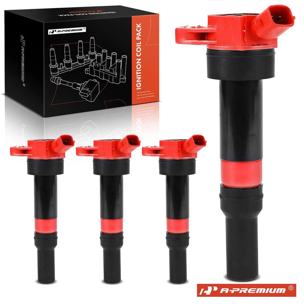 Set of 4 Red Ignition Coils for Hyundai Elantra (2010–2016) Tucson Kia Forte Soul