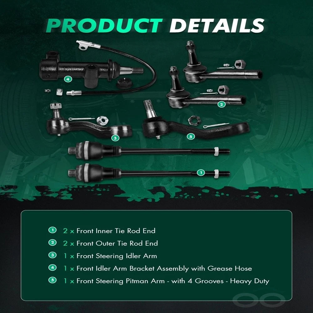 7pc Steering Tie Rod Inner Outer Pitman Idler Arm for Chevy Avalanche 1500 (2001–2006)