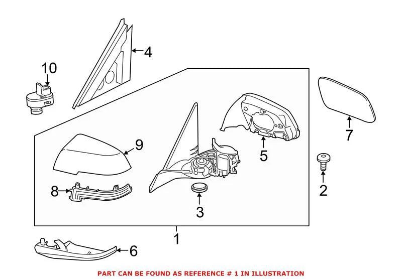 Right Door Mirror 51167285244 for BMW (2011–2017)