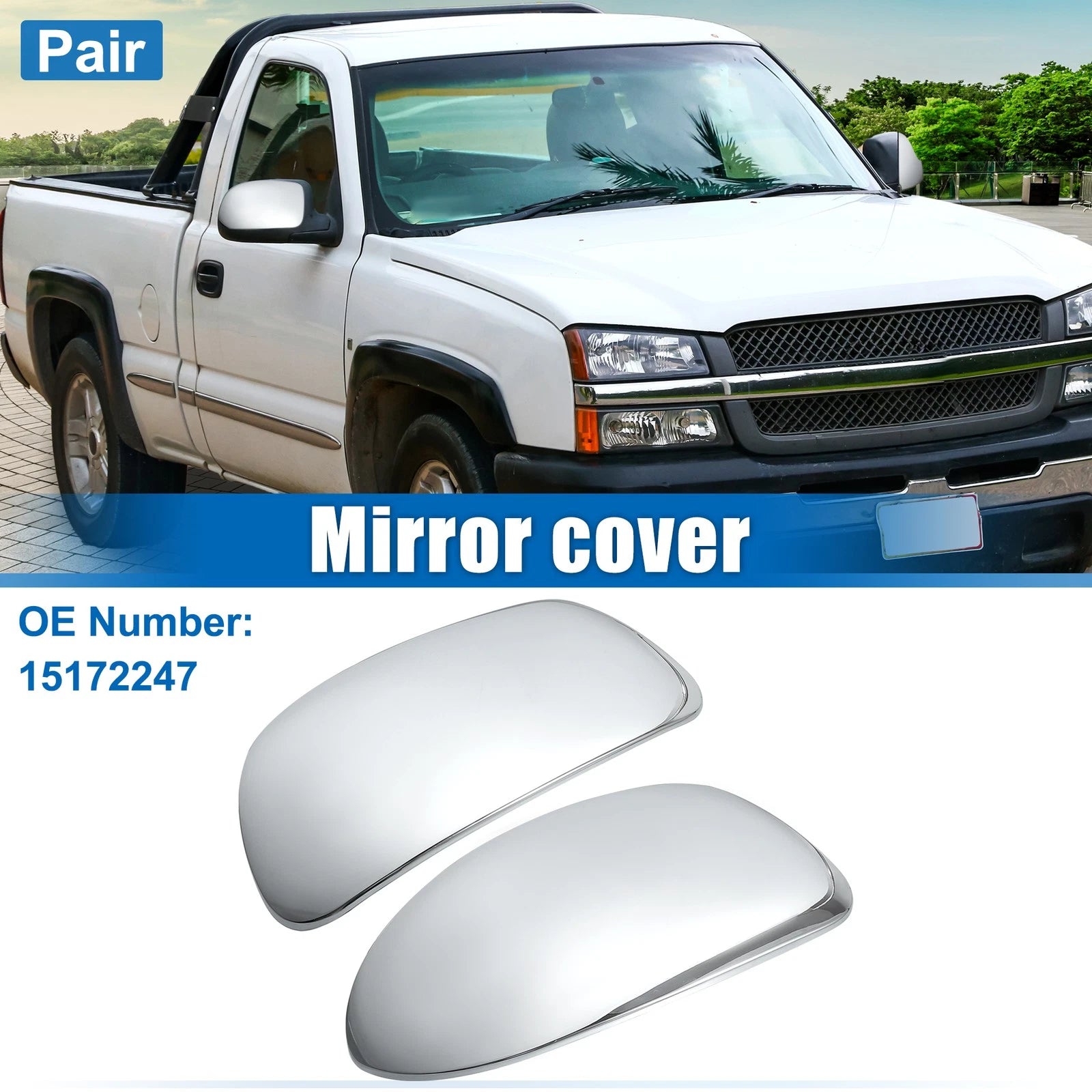 Chrome Plated Mirror Covers Cap Overlay for Chevrolet Silverado GMC Sierra 