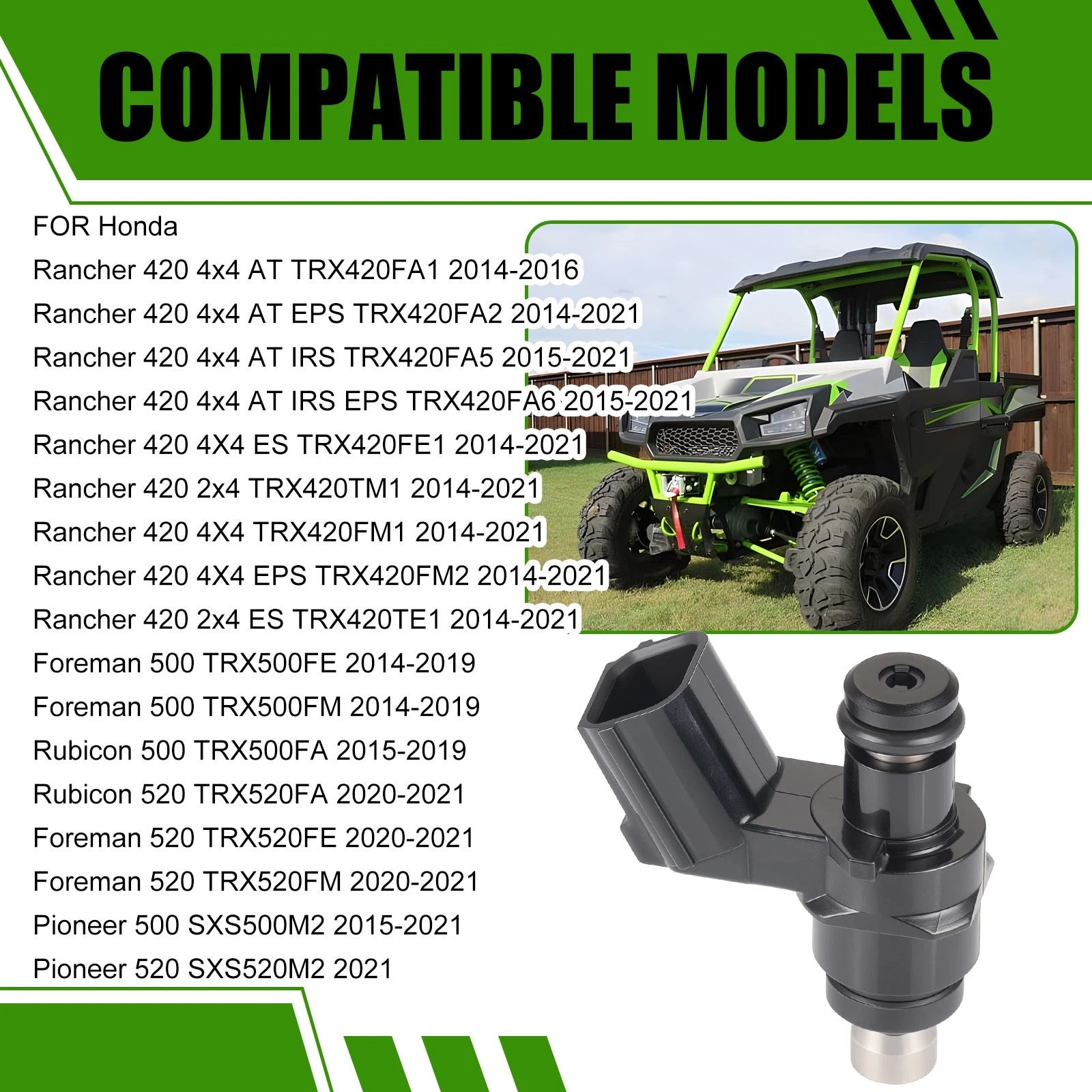 Fuel Injector 16450-HR3-A42 for Honda Rancher 420 TRX420FA1/FA2/FA5/FA6 (2014–2021)