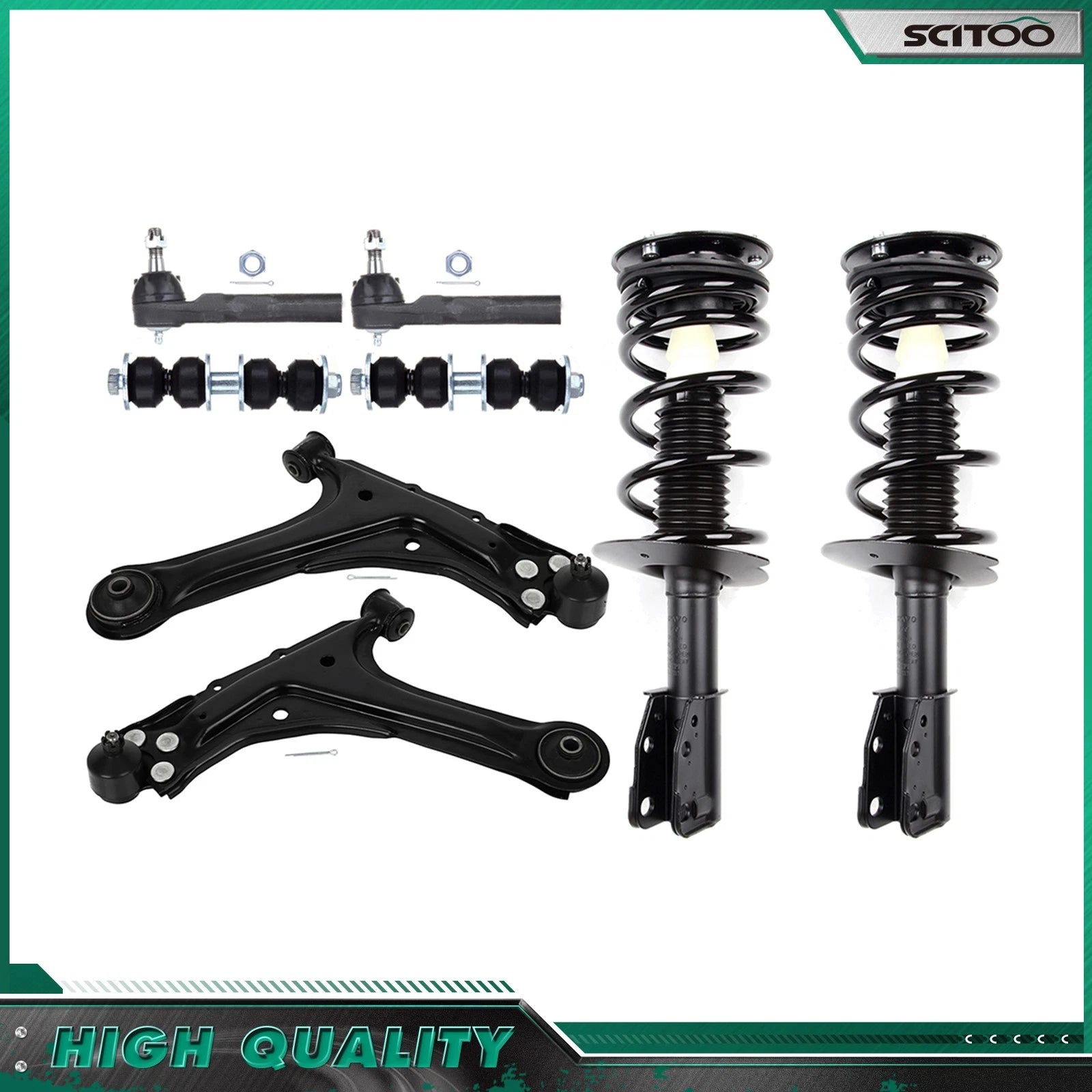 Front Struts Control Arms Sway Bar Links for Chevrolet Cavalier Pontiac Sunfire (1995–2005)