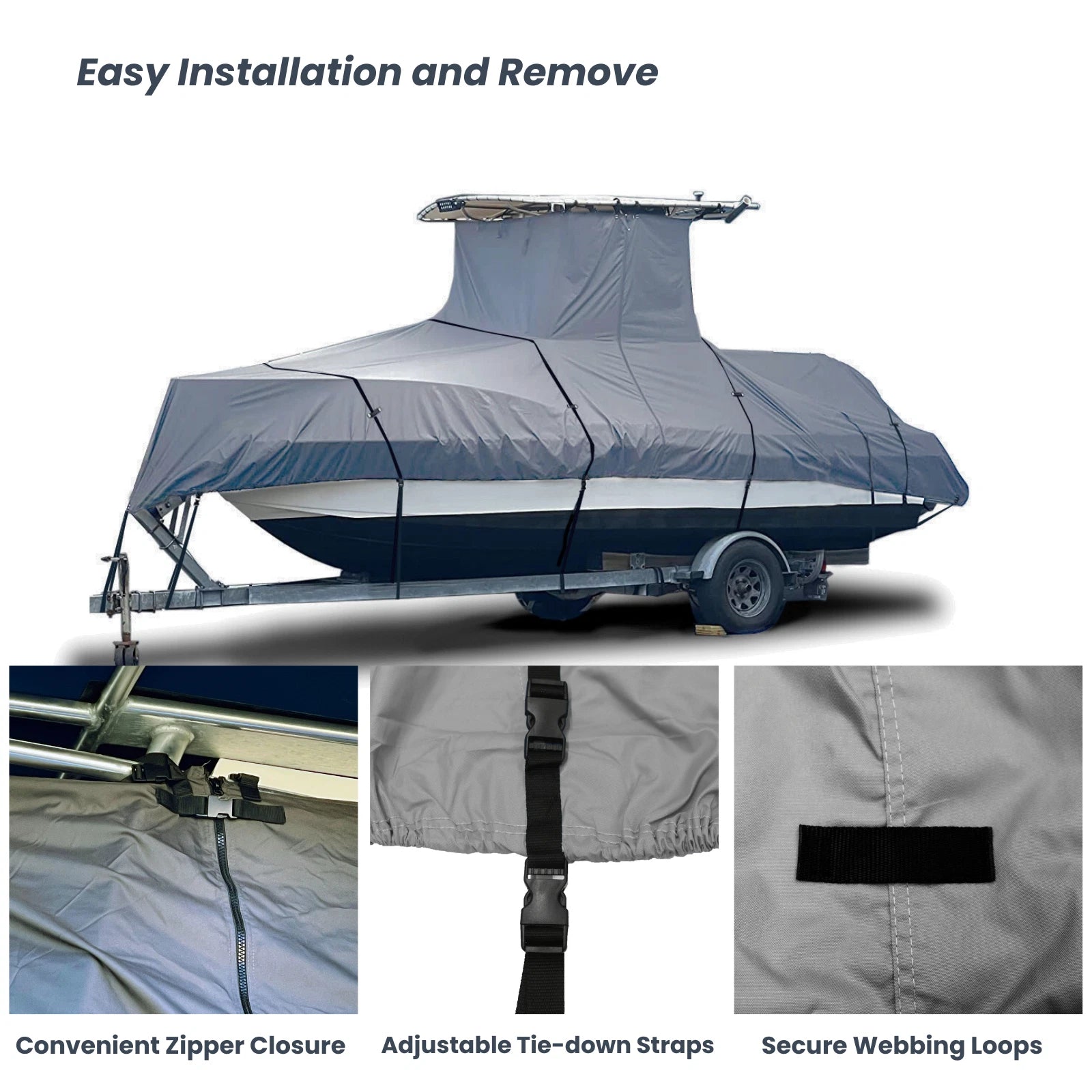Heavy Duty Center Console Boat Cover for T-Top (Waterproof, Fishing)