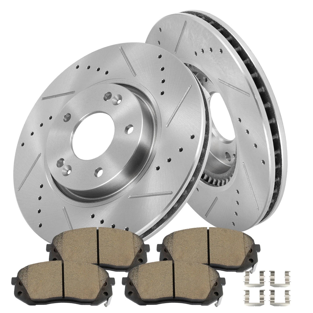 Front Brake Drilled & Slotted Rotors & Ceramic Pads for Hyundai Tucson (2010–2023)