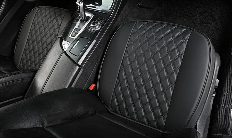 Black PU Leather Front Seat Bottom Cover Pad for Universal Cars