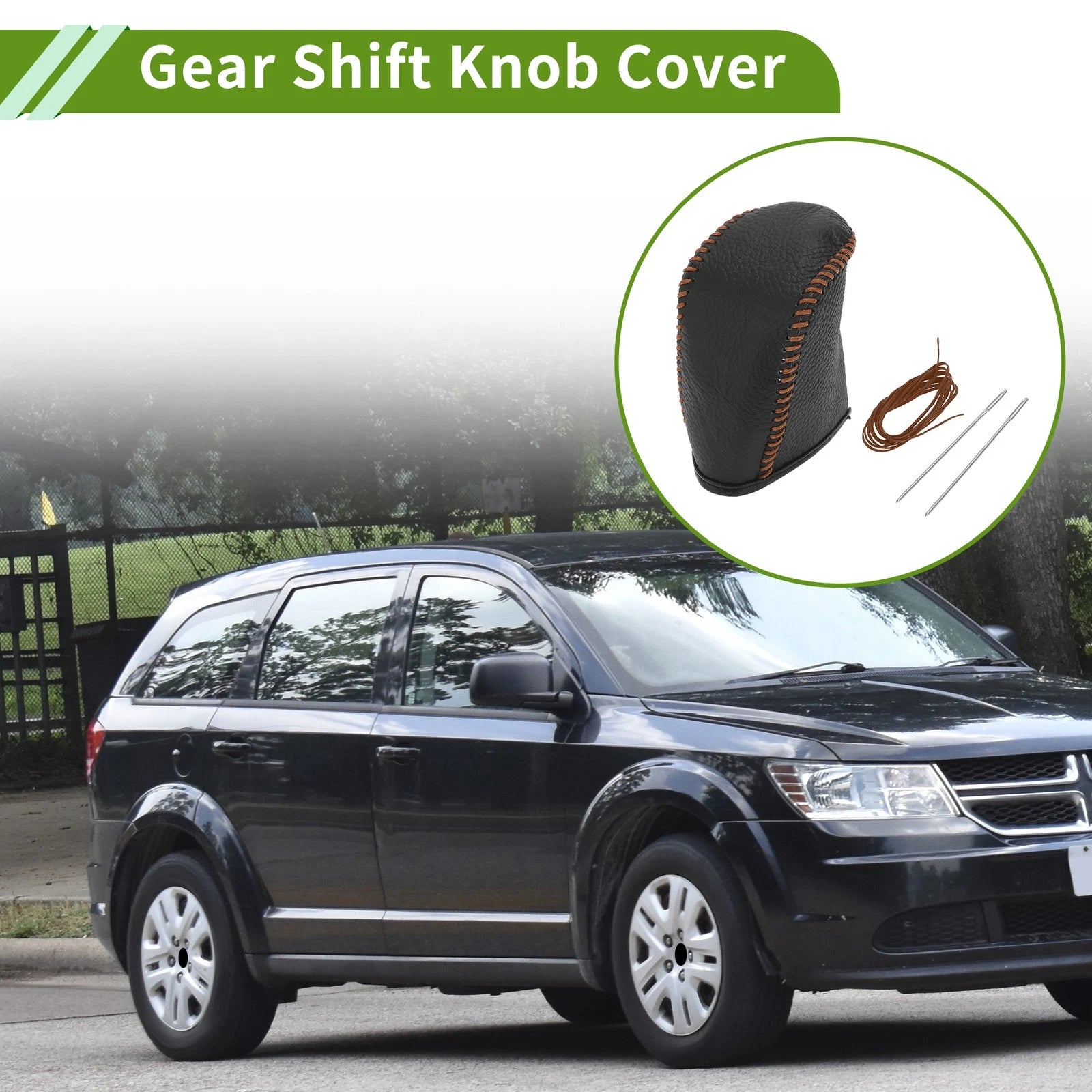 Gear Shift Knob Cover for Dodge Journey (2011–2020) Pebbled Black Brown
