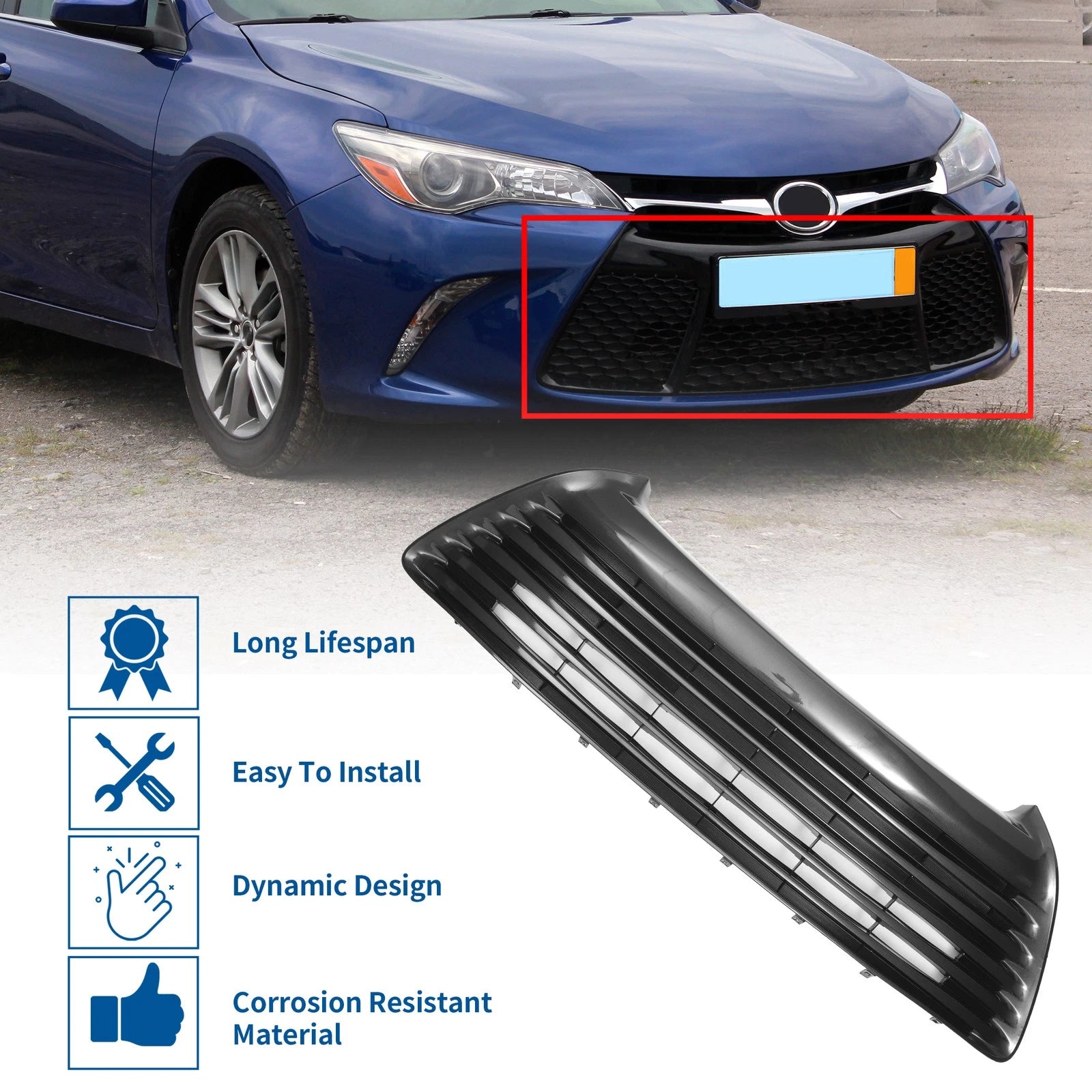 Front Hood Bumper Grille for Toyota Camry (2015) - Black