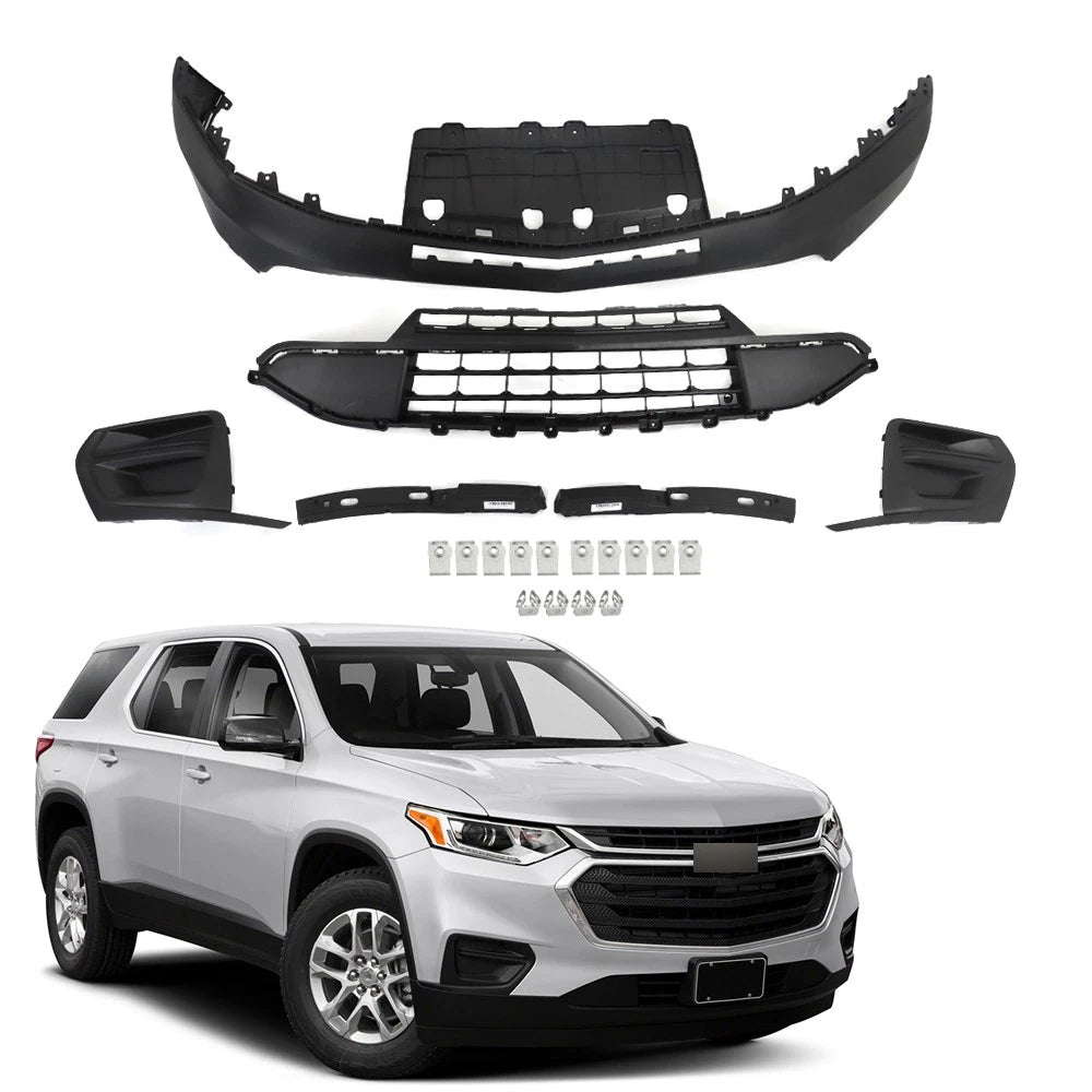 Front Lower Bumper, Grill, Fog Light Cover & Bracket for Chevy Traverse (2018-2020)