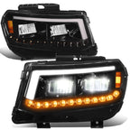 LED Headlight Lamps for Chevy Camaro (2014–2015) - Black Housing, Sequential Signal