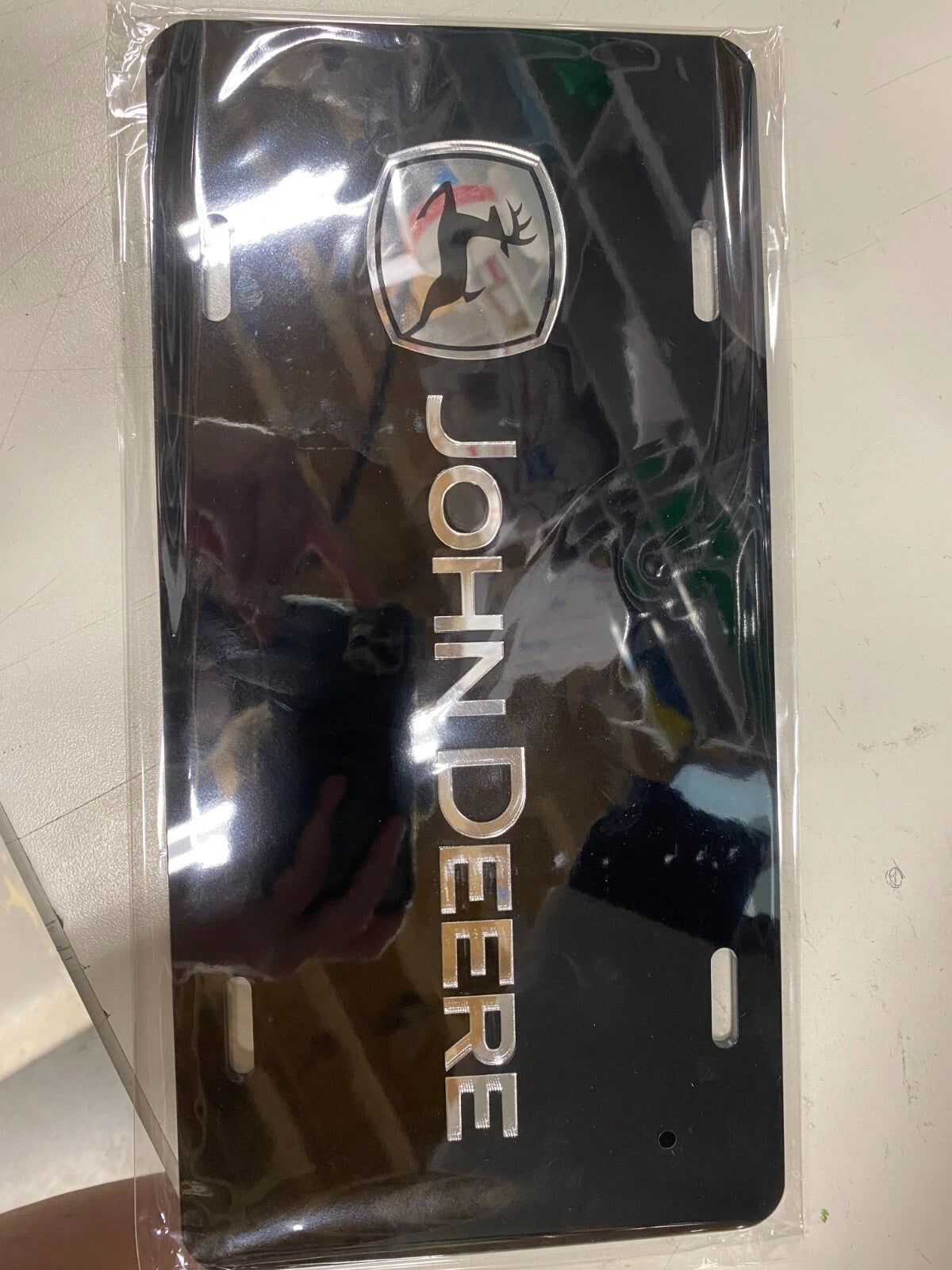 Acrylic Chrome License Plate Tag for John Deere Tractor (Farm Vehicle)