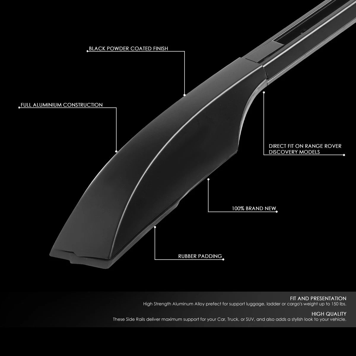 Pair of OE Aluminum Roof Rack Side Rail Bars for Land Rover LR3/LR4 (2005–2016)