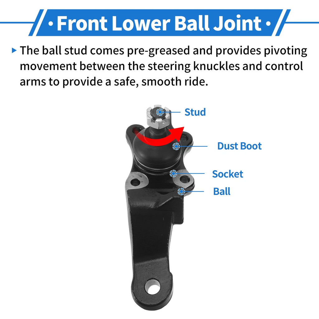 2X Front Lower Ball Joints for Toyota 4Runner (1996–2002) No. 43340-39355/43330-39465