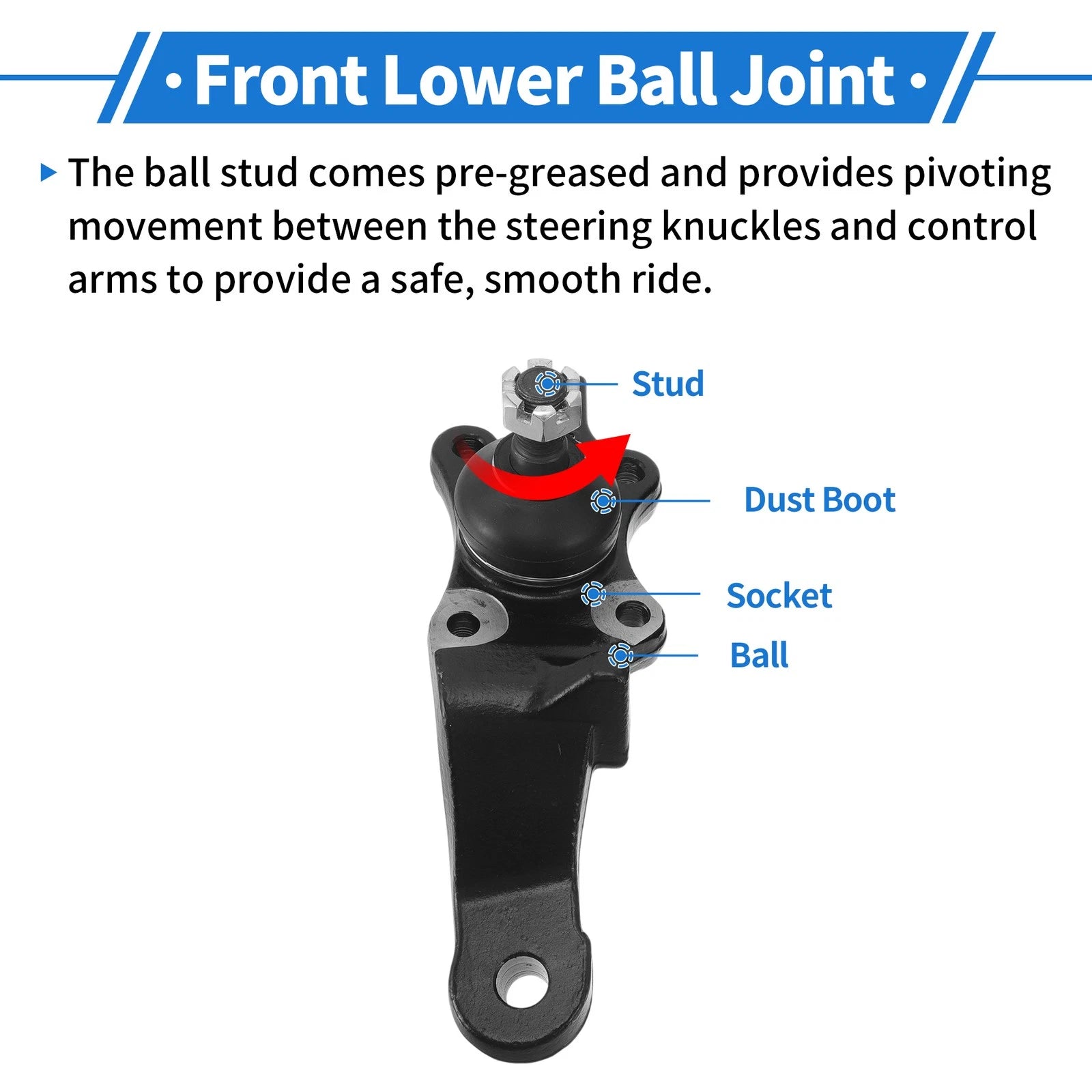 2X Front Lower Ball Joints for Toyota 4Runner (1996–2002) No. 43340-39355/43330-39465