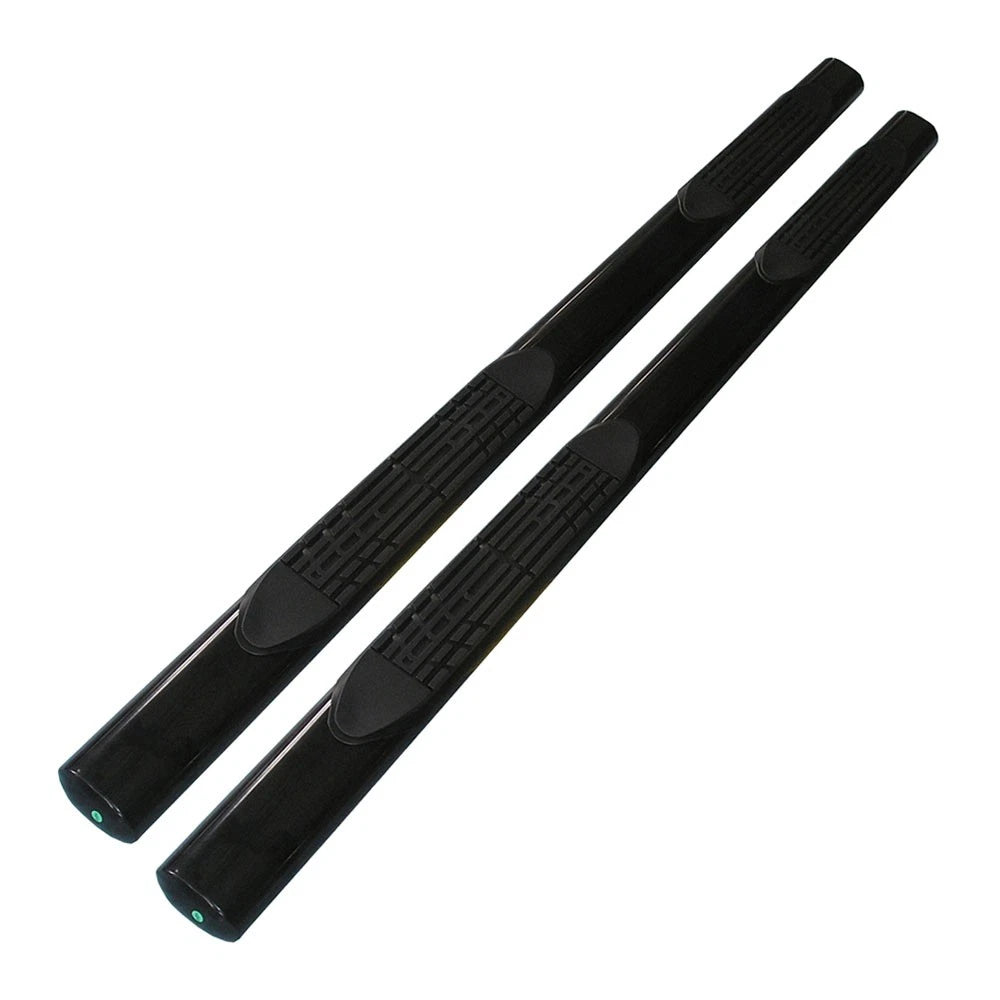 Black 4in Oval Strght w/2 Pads Step Nerf Bar for 07-19 Silverado/Sierra Crew Cab