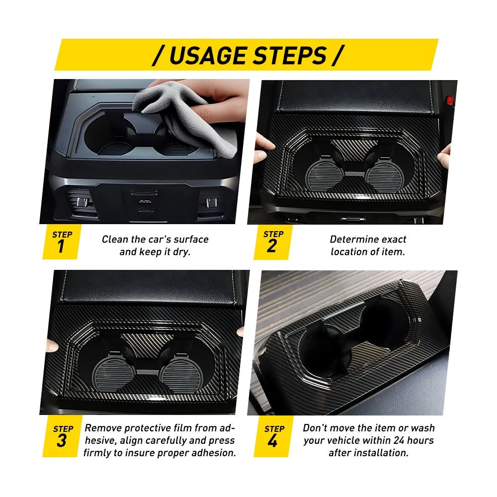 Carbon Fiber Rear Cup Holder Trim for Ford F150 (2015–2020)