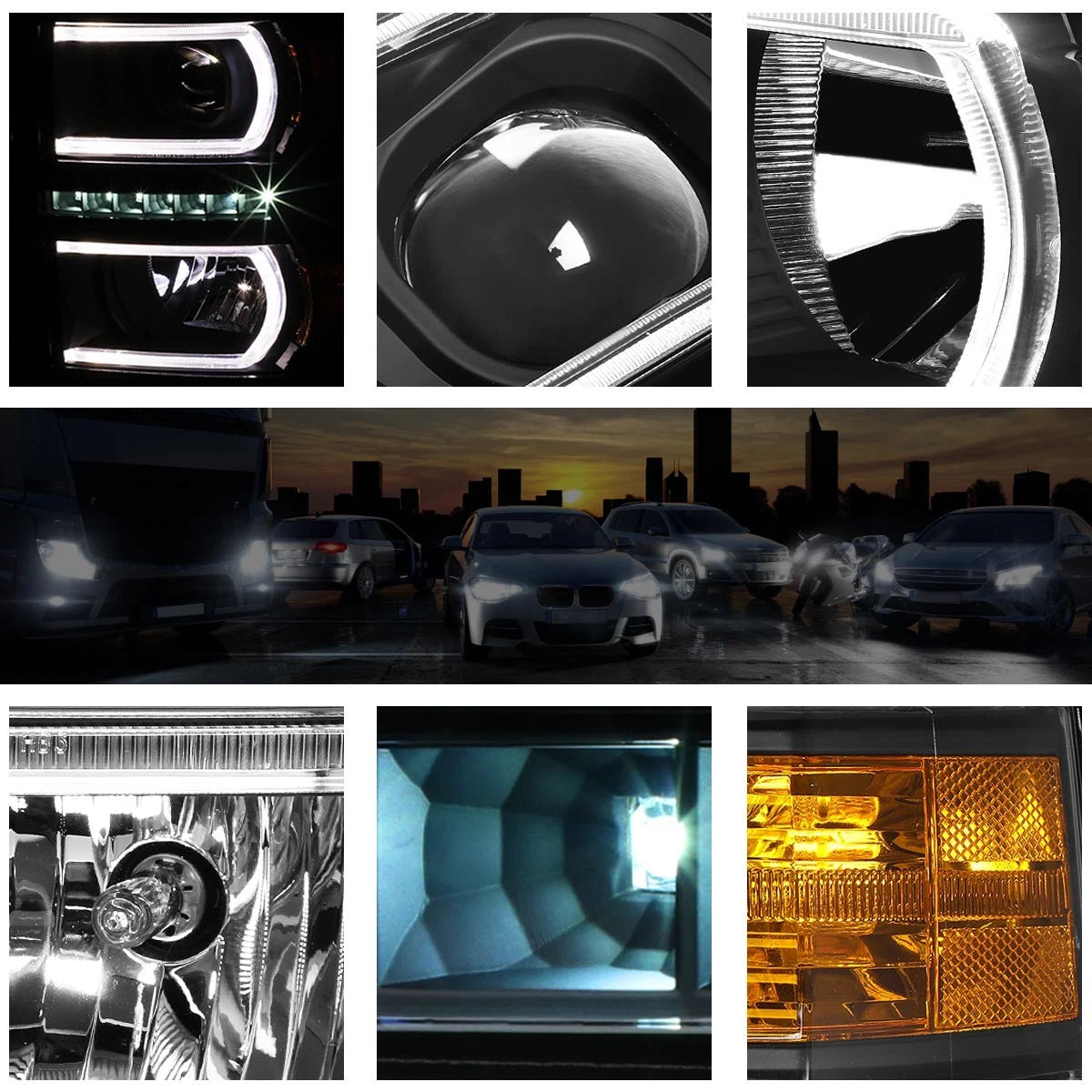 LED Projector Headlight with U-Tube Bar for Chevy Silverado (2014–2015)