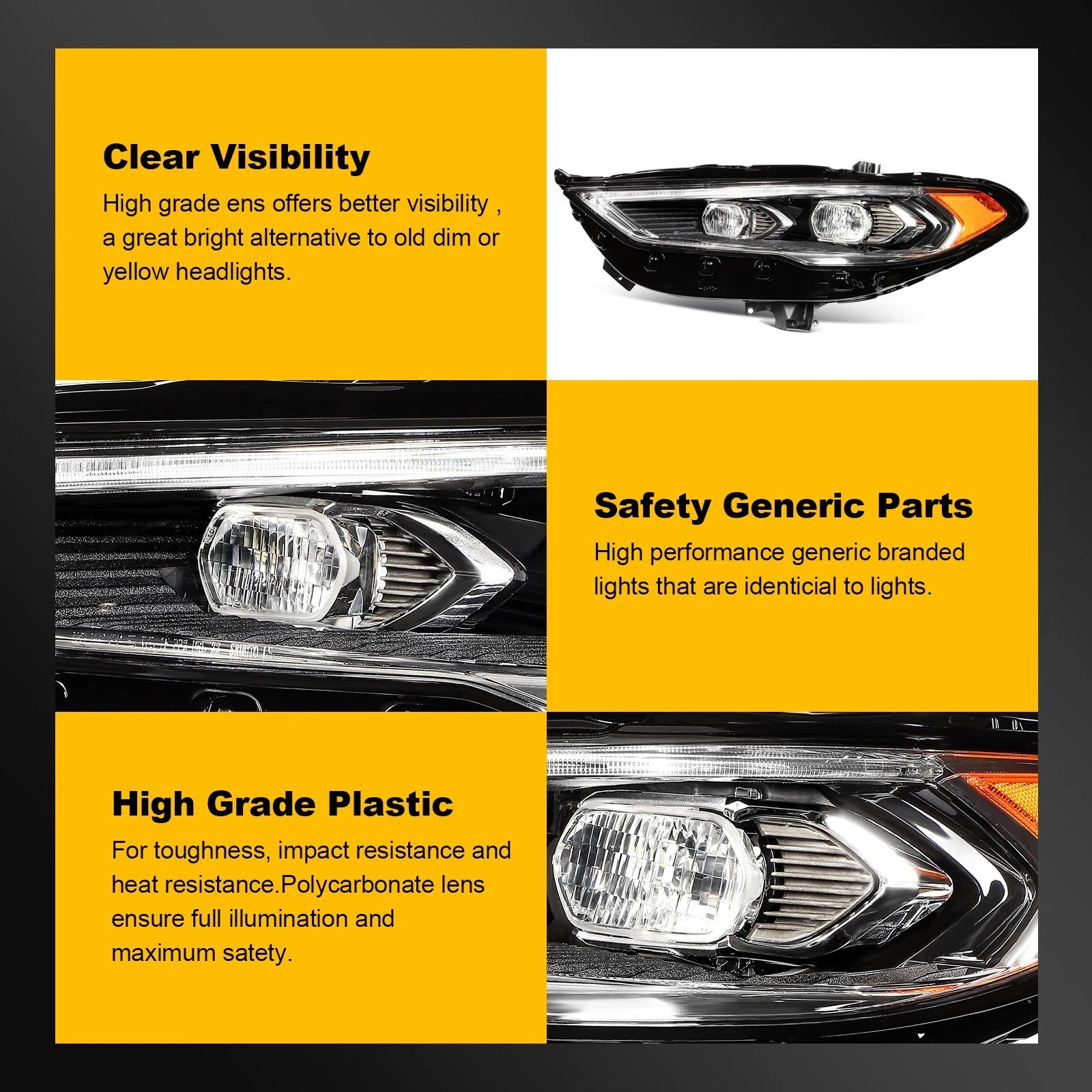 Full LED Headlight with Projector for Ford Fusion (2017–2020)