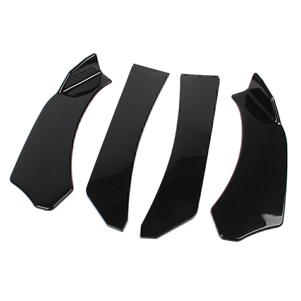 Set of 4 Glossy Black Front Bumper Lip Chin Spoiler Splitter