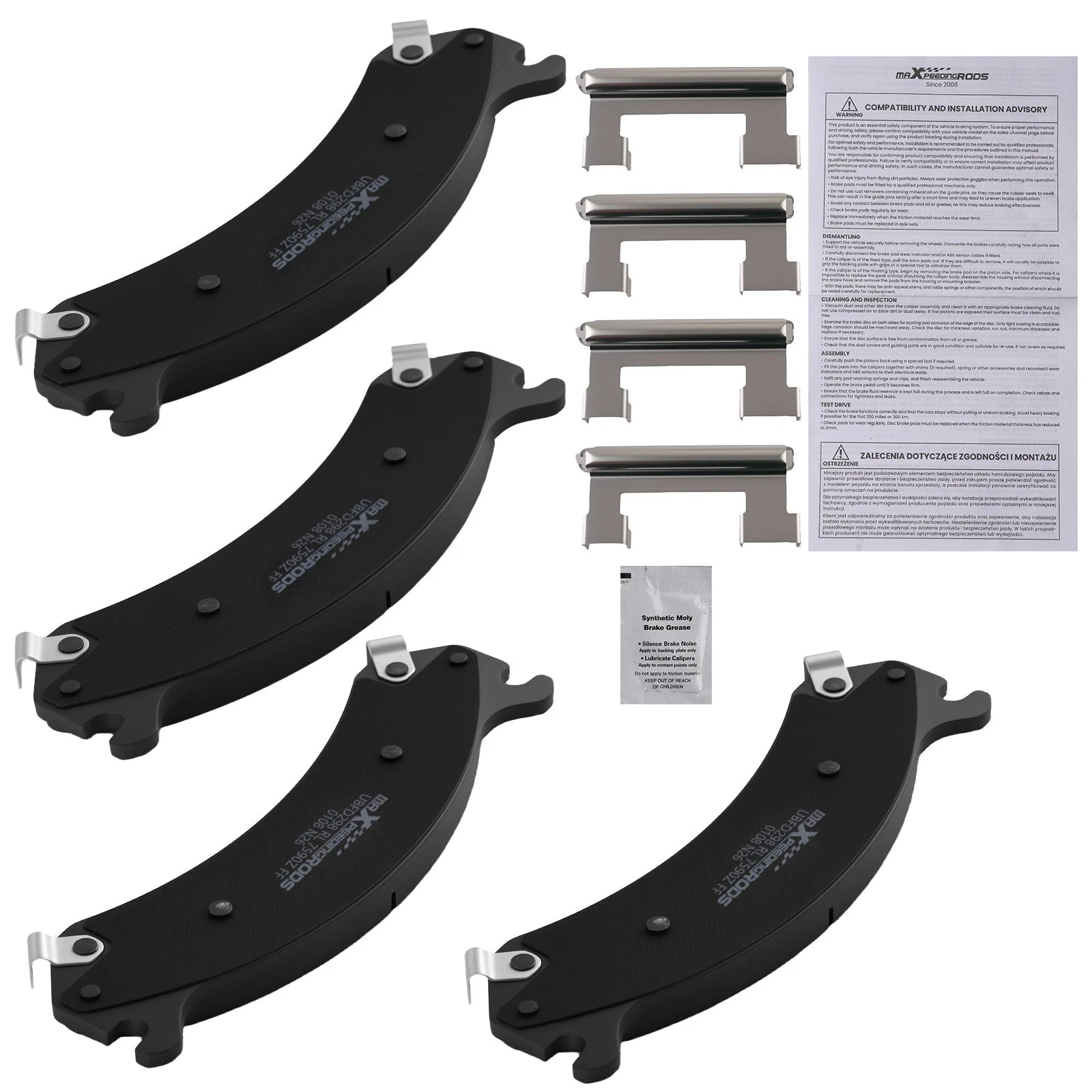 Set of 4 Front Ceramic Brake Pads for Chevy Silverado/GMC Sierra 1500 HD (2001–2006)