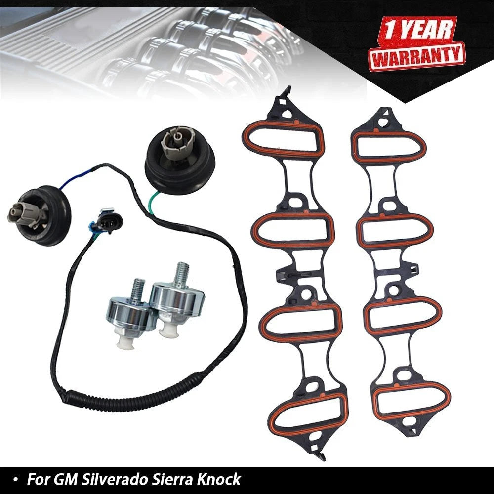 Set of 5 Knock Sensor Harness Intake Manifold Gasket Kit for GM Silverado Sierra