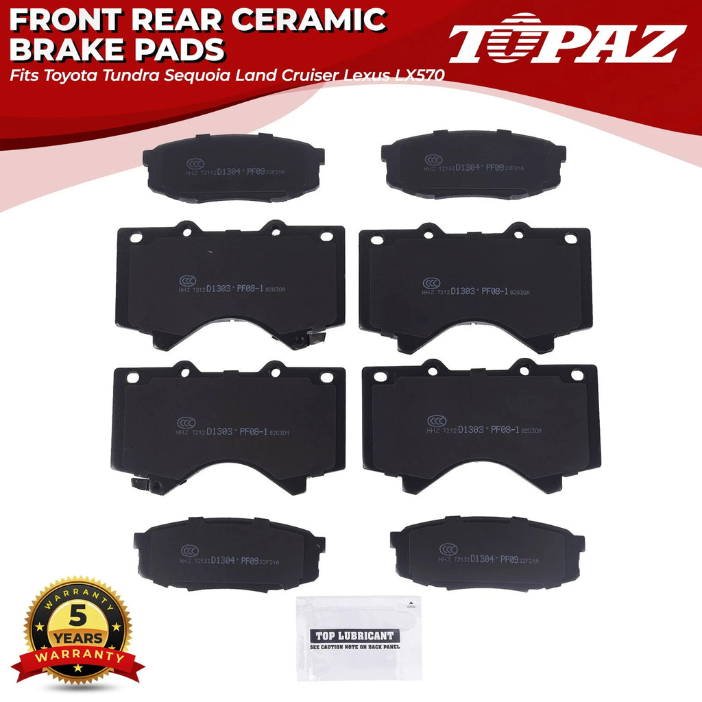 8PCS Ceramic Brake Pad Kit for Toyota Tundra Sequoia (2007–2021)