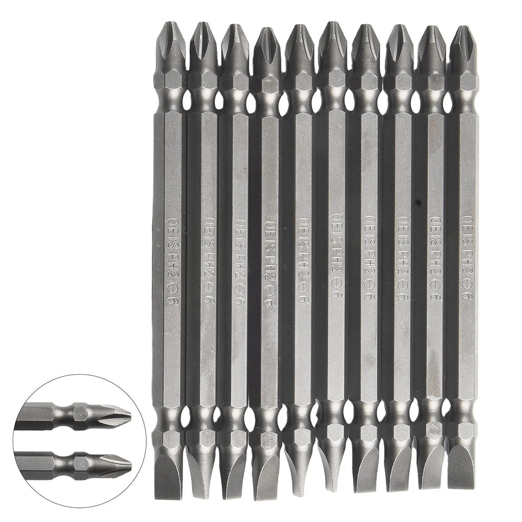 Magnetic Drill Bit Cross PH2 x Slot 6mm Double Head for Electric Screwdriver