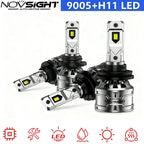 4X NOVSIGHT 9005 H11 LED Headlight Bulbs Conversion Kit 6500K for