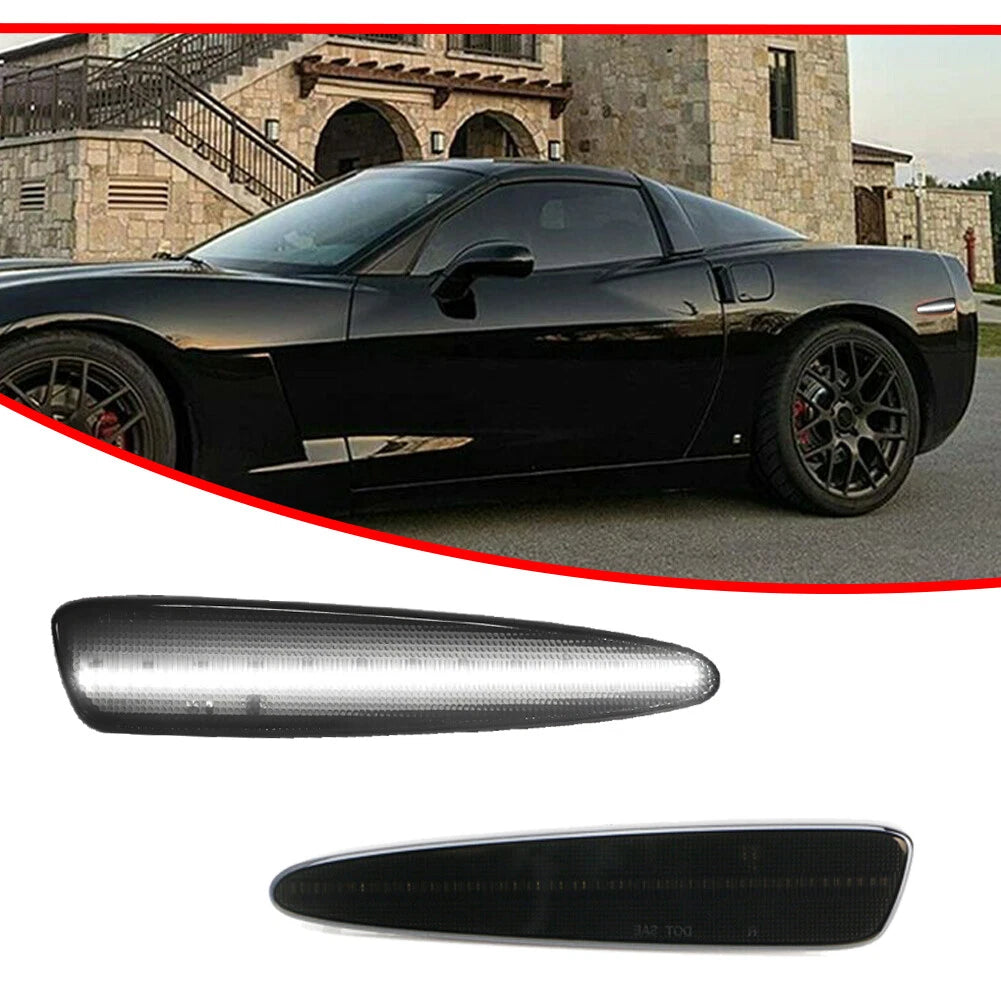 Smoked White LED Rear Bumper Side Marker Lights for Chevy Corvette C6 (2005–2013)