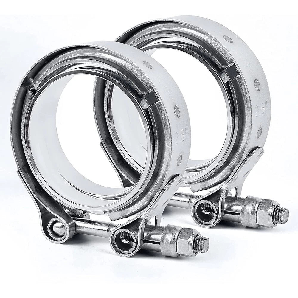 2X 2.5 Inch V Band Clamp with Flange for Turbo (Universal)