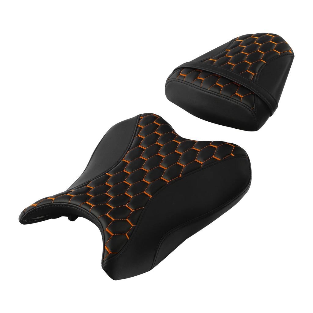 Driver Passenger Seat for Yamaha YZF-R6 (2006–2007) Black Orange