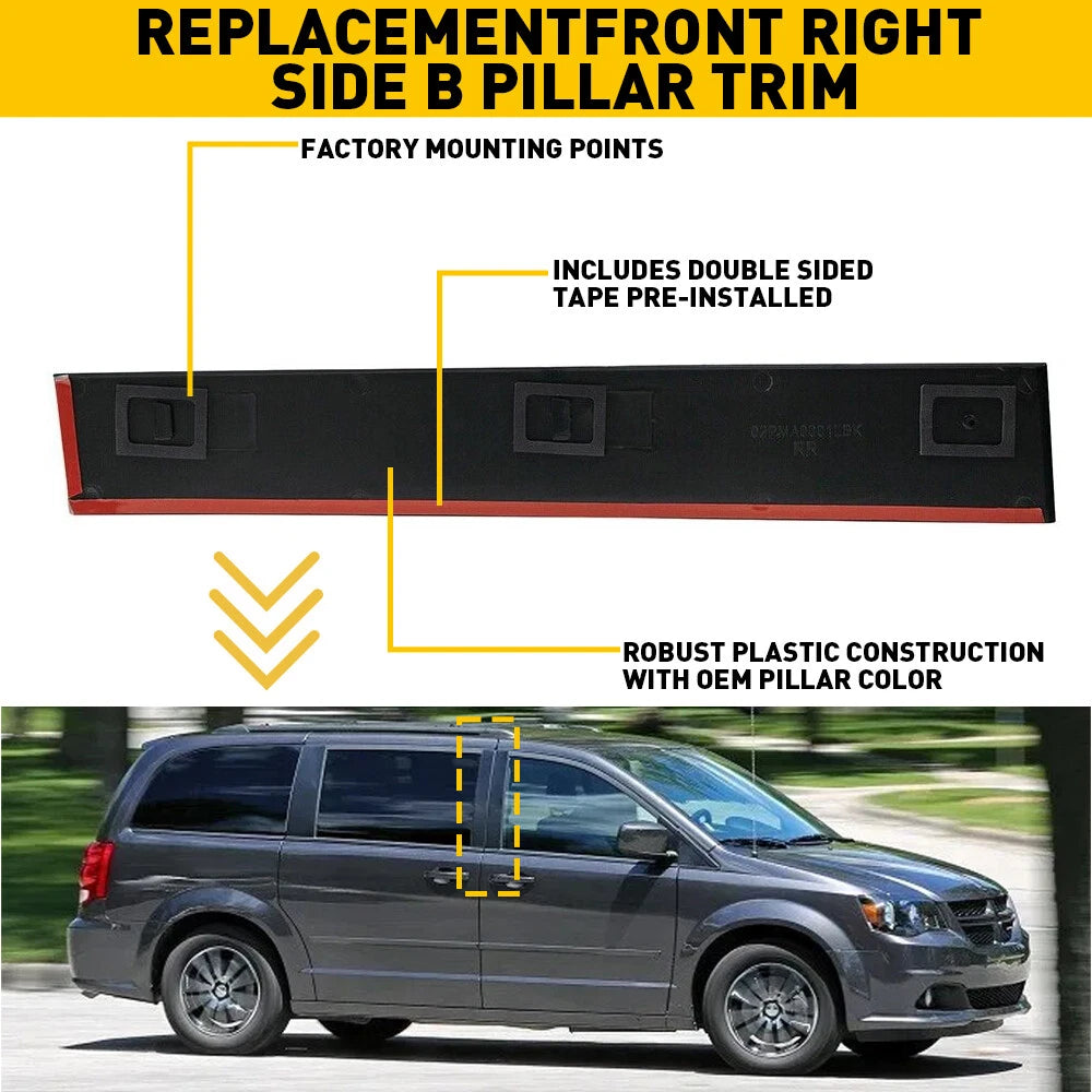 Passenger Side Front Right Door Applique B Pillar for Dodge Grand Caravan (2008â2020)