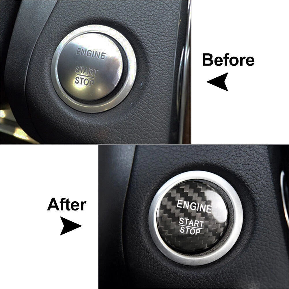 Carbon Fiber Engine Start Stop Button Cover for Mercedes A B C E GLE GLC CLA (2013–2023)