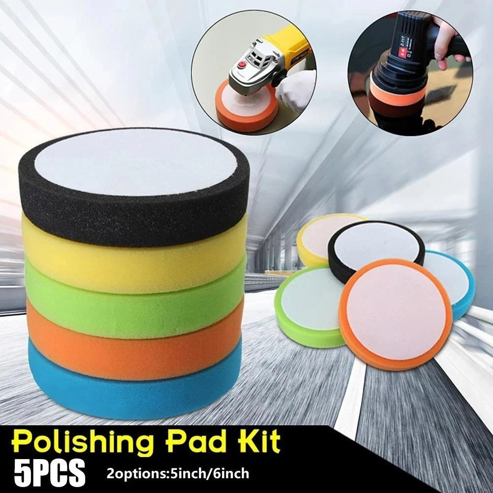 Set of 5 Sponge Polishing Pads 150mm for Automotive Buffing