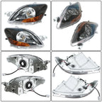 Replacement Headlight Set for Toyota Yaris (2007–2012) LH+RH Black Halogen Clear