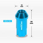 20Pc M12X1.5 Sky Blue JDM Open End Aluminum Spline Wheel Lug Nuts + Key